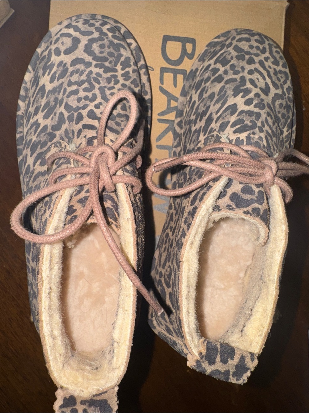 Bearpaw Leopard Print Sherpa Lined Ankle Boots - Brown - Picture 4 of 7
